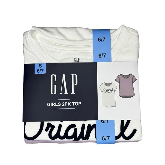 GAP Girl's 2 Pack Short Sleeve Soft Graphic Logo Cut Out Back Tee Size 4/5 & 6/7 - Picture 4 of 8